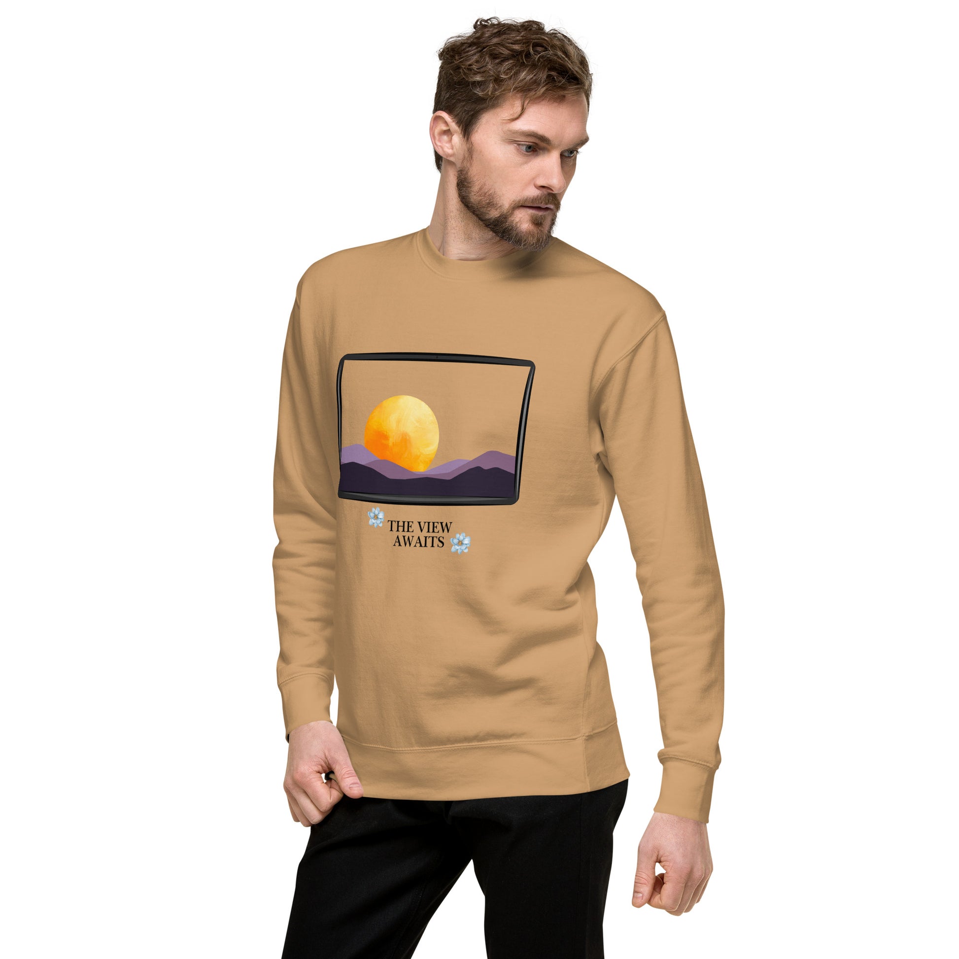 Avenor Sweatshirt image 69 in Agave, size XL, showing front view, left-side angle for the The View Awaits design.