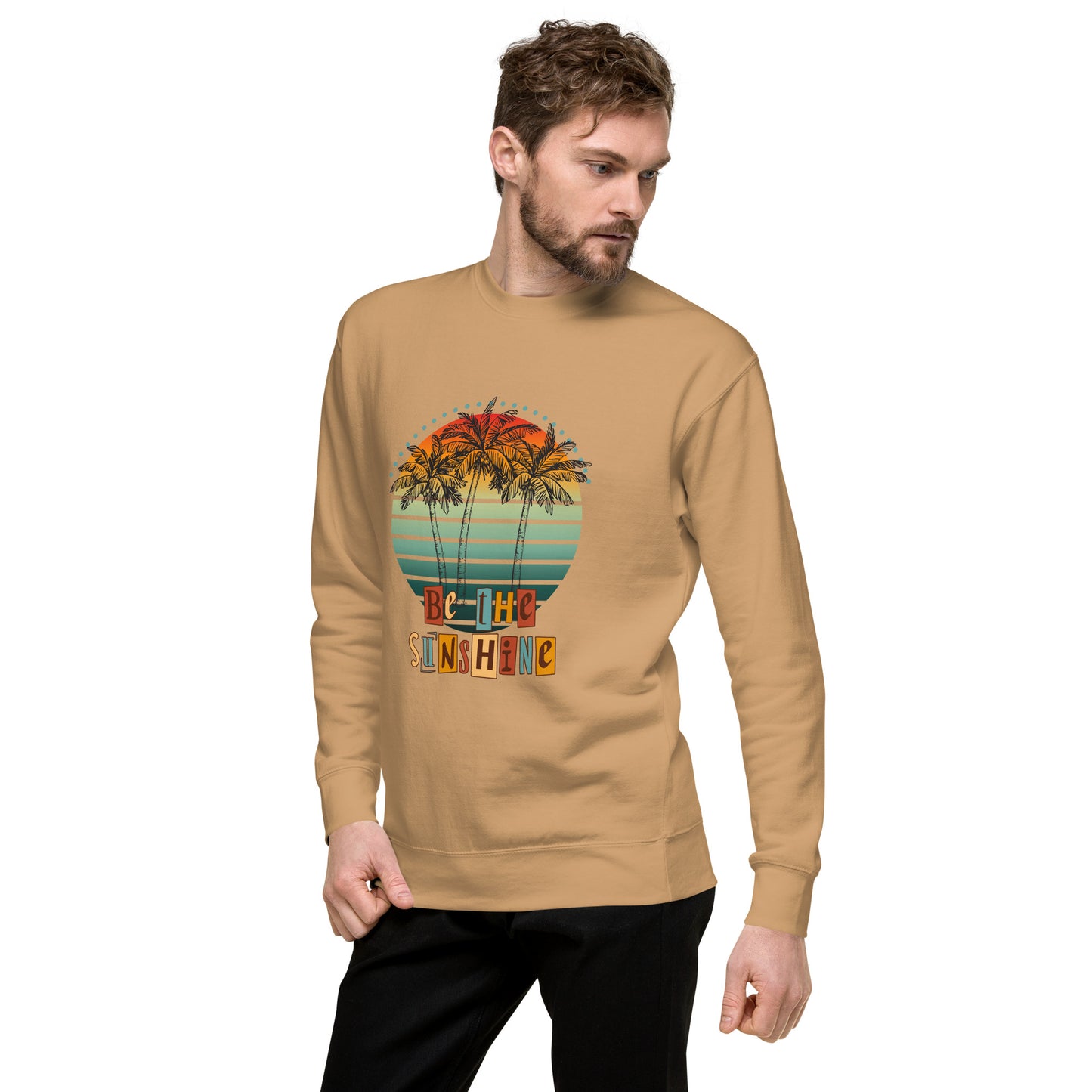 Image 69 of Agave Solara Sweatshirt, size XL, with Be the Sunshine artwork visible in front view, left-side angle.