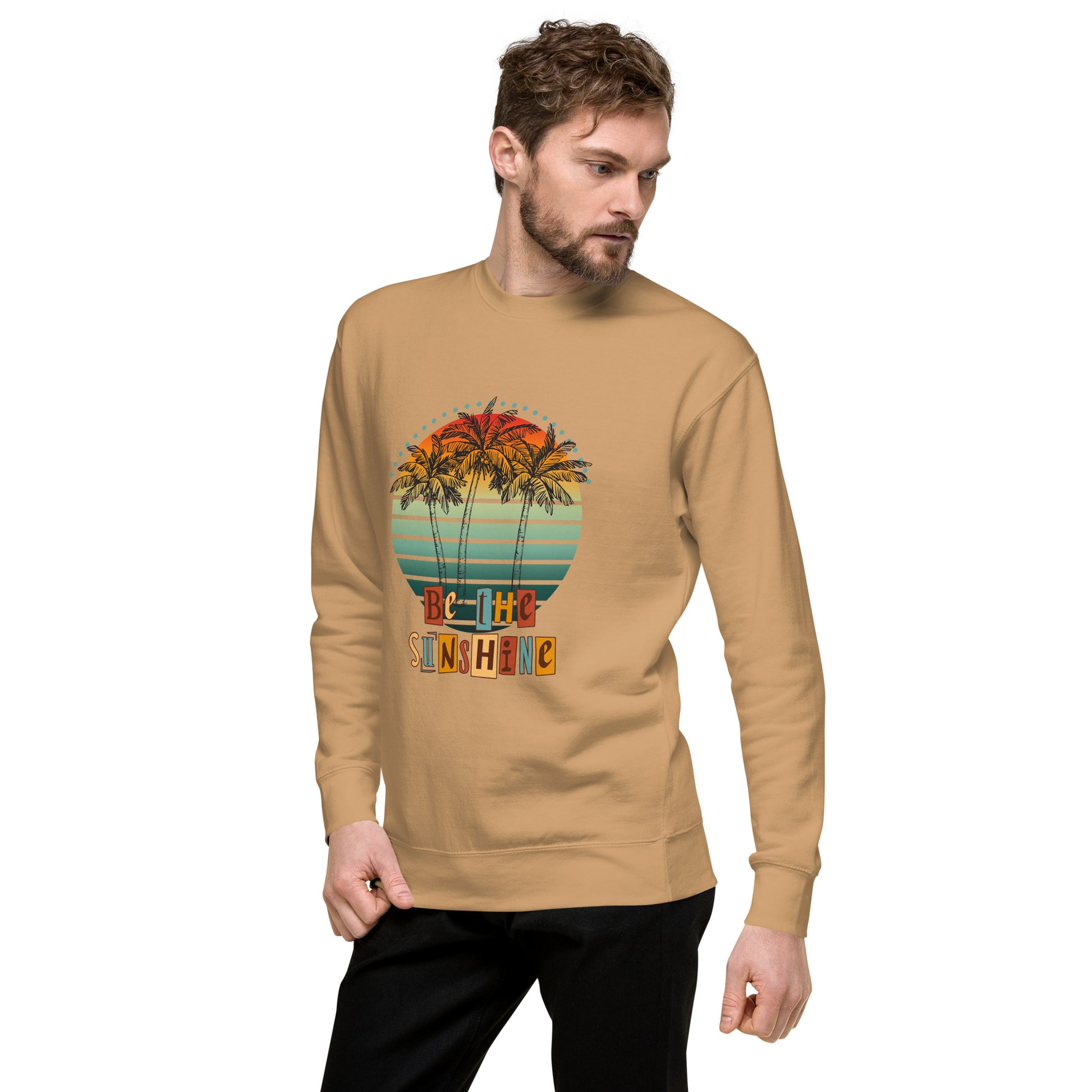 Image 69 of Agave Solara Sweatshirt, size XL, with Be the Sunshine artwork visible in front view, left-side angle.