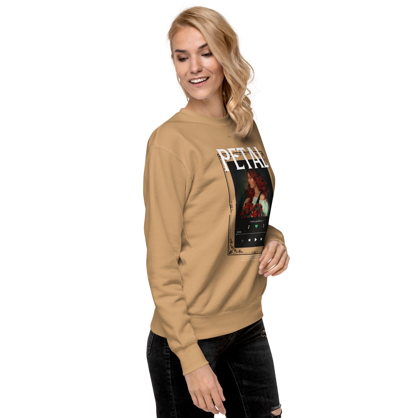 Petaline Sweatshirt image 84 in Bone, size XL, showing front view, right-side angle for the Petal design.