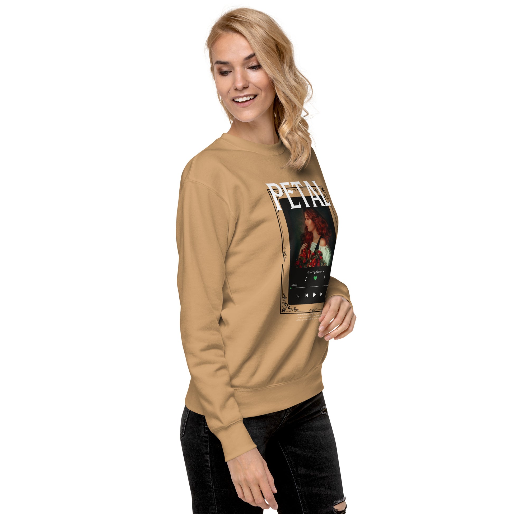 Petaline Sweatshirt image 84 in Bone, size XL, showing front view, right-side angle for the Petal design.