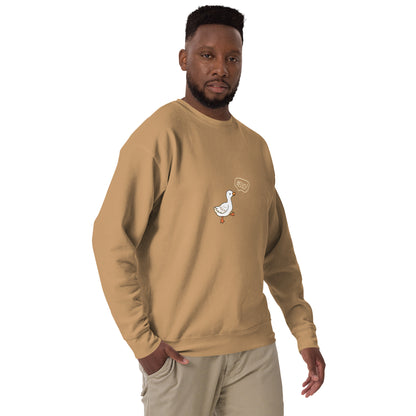Quacksy Sweatshirt image 48: Latte version, size L with front view, right-side angle of the Hello Duck range.