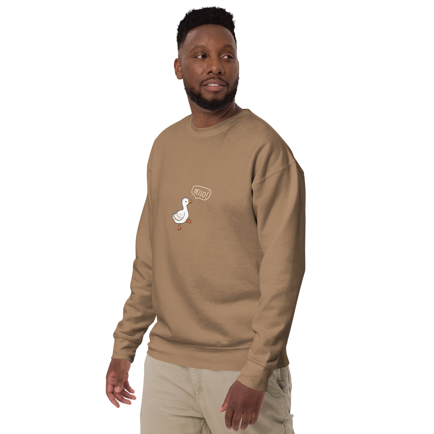 Quacksy Sweatshirt image 39: Team Red version, size XL with front view, left-side angle of the Hello Duck range.