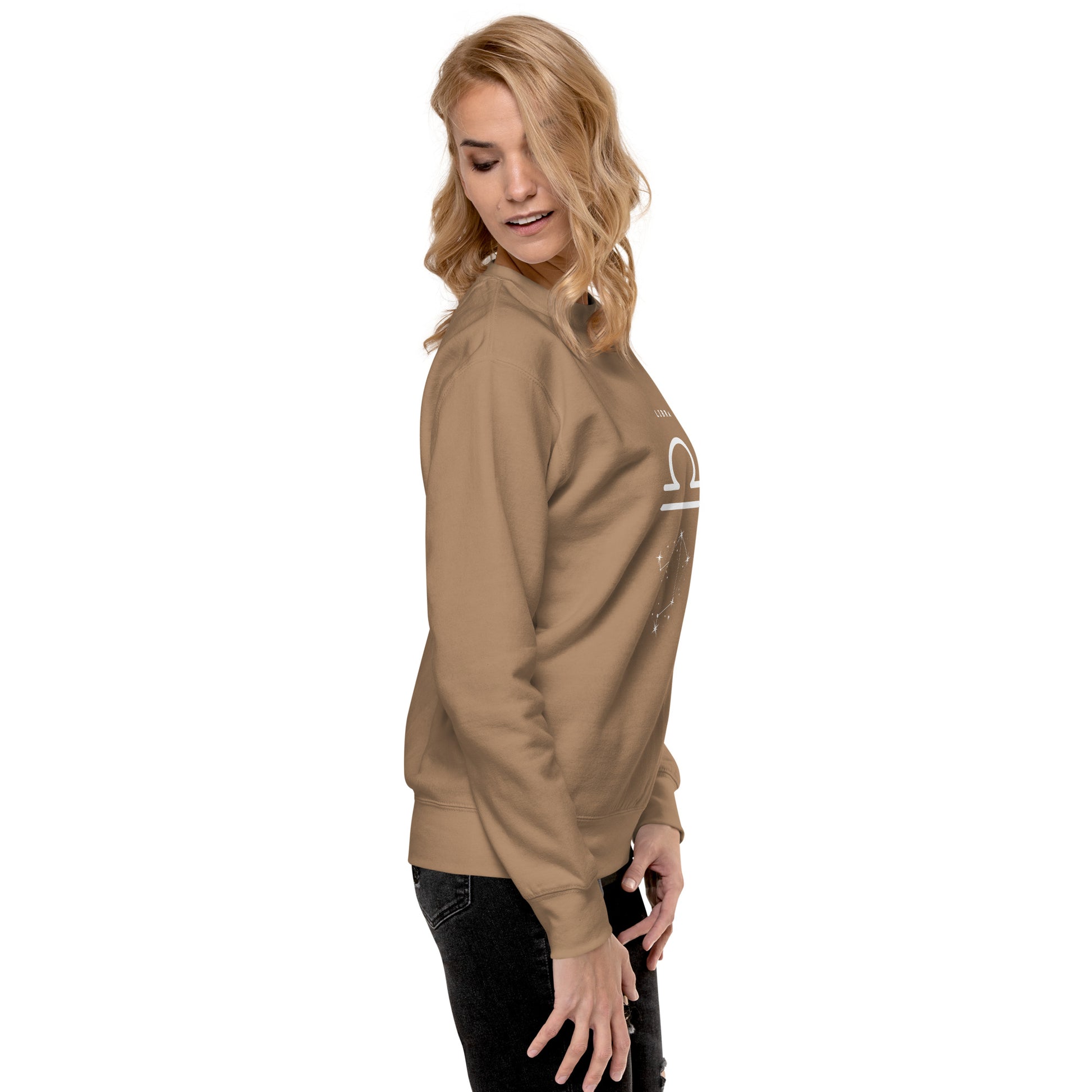Balance Court Sweatshirt - Left Placement image 69 in Light Pink, size XL, showing right-side angle for the Libra design.
