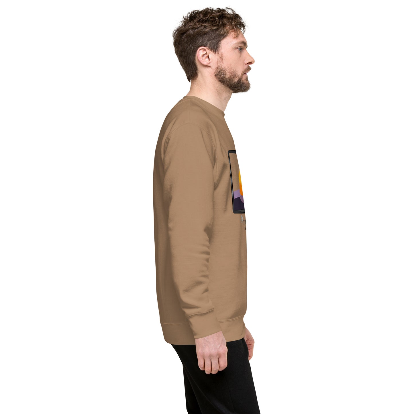 Image 60 of Khaki Avenor Sweatshirt, size 2XL, with The View Awaits artwork visible in right-side angle.