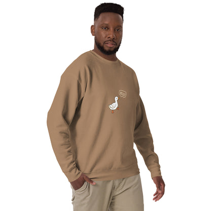Quacksy Sweatshirt image 40: Team Red version, size 2XL with front view, right-side angle of the Hello Duck range.