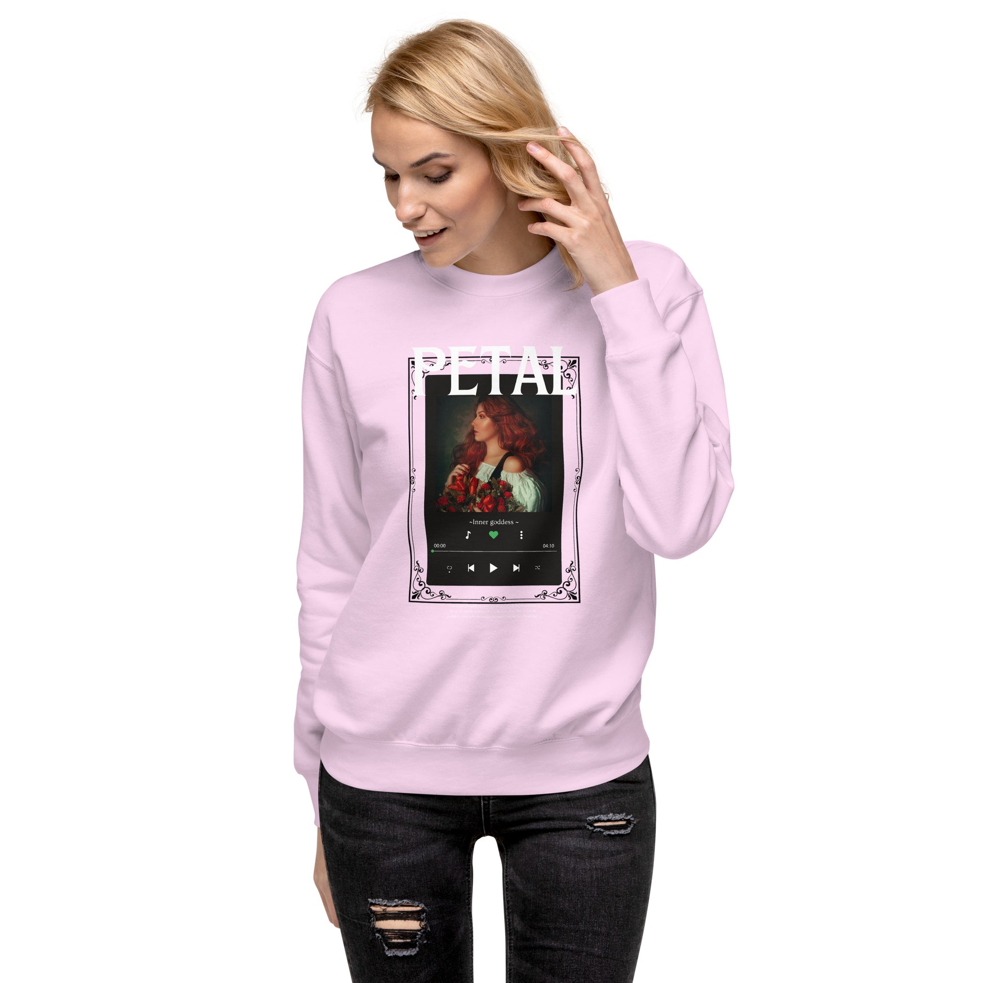 Petaline Sweatshirt by R.A. Apparel, image 106, front view, selected colour, design placement.
