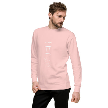 Image 87 of selected colour Twin Signal Sweatshirt - Left Placement, with Gemini artwork visible in front view, left-side angle.