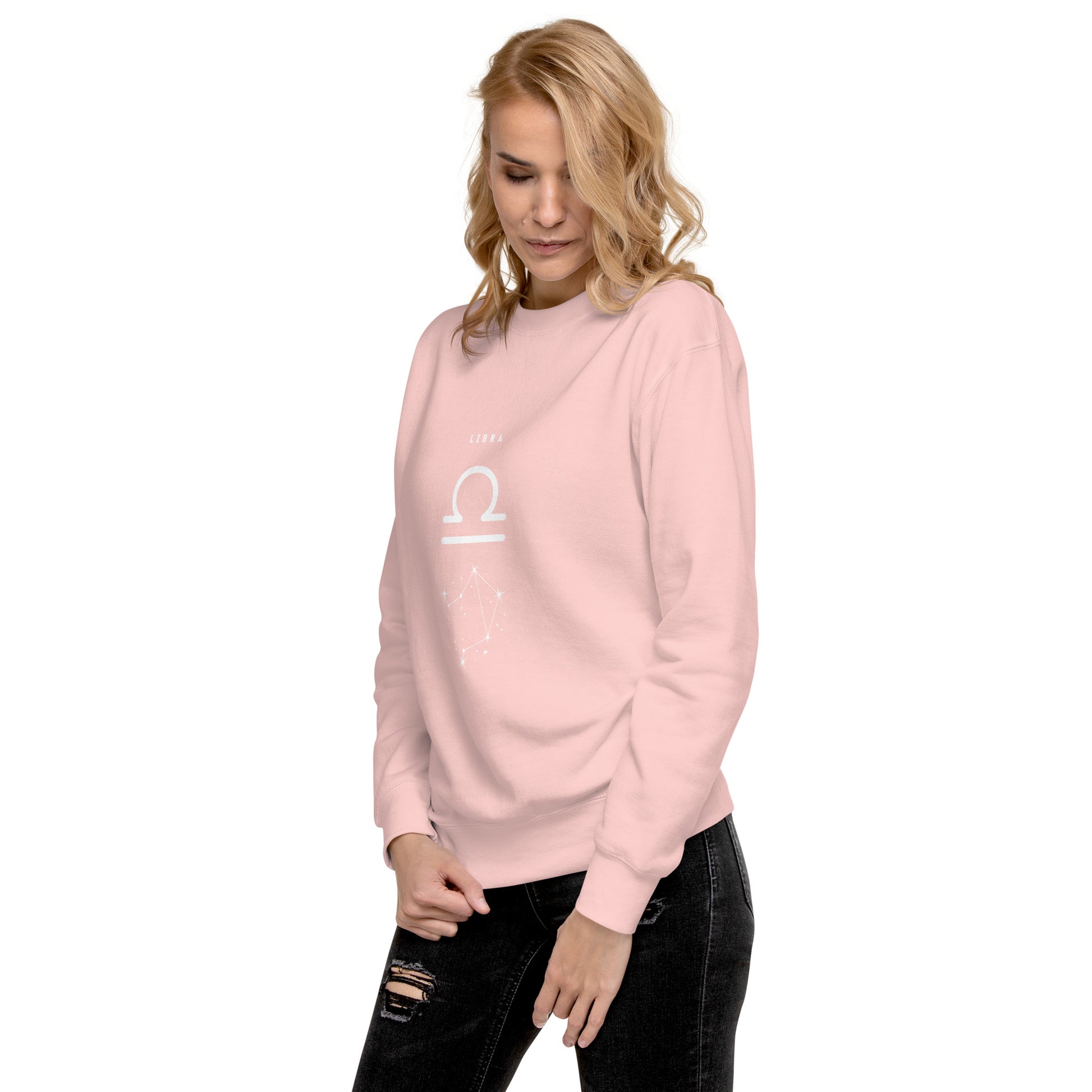 Balance Court Sweatshirt - Left Placement image 96 in selected colour, showing front view, left-side angle for the Libra design.