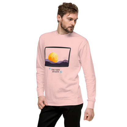 Avenor Sweatshirt image 87 in Sky Blue, size M, showing front view, left-side angle for the The View Awaits design.