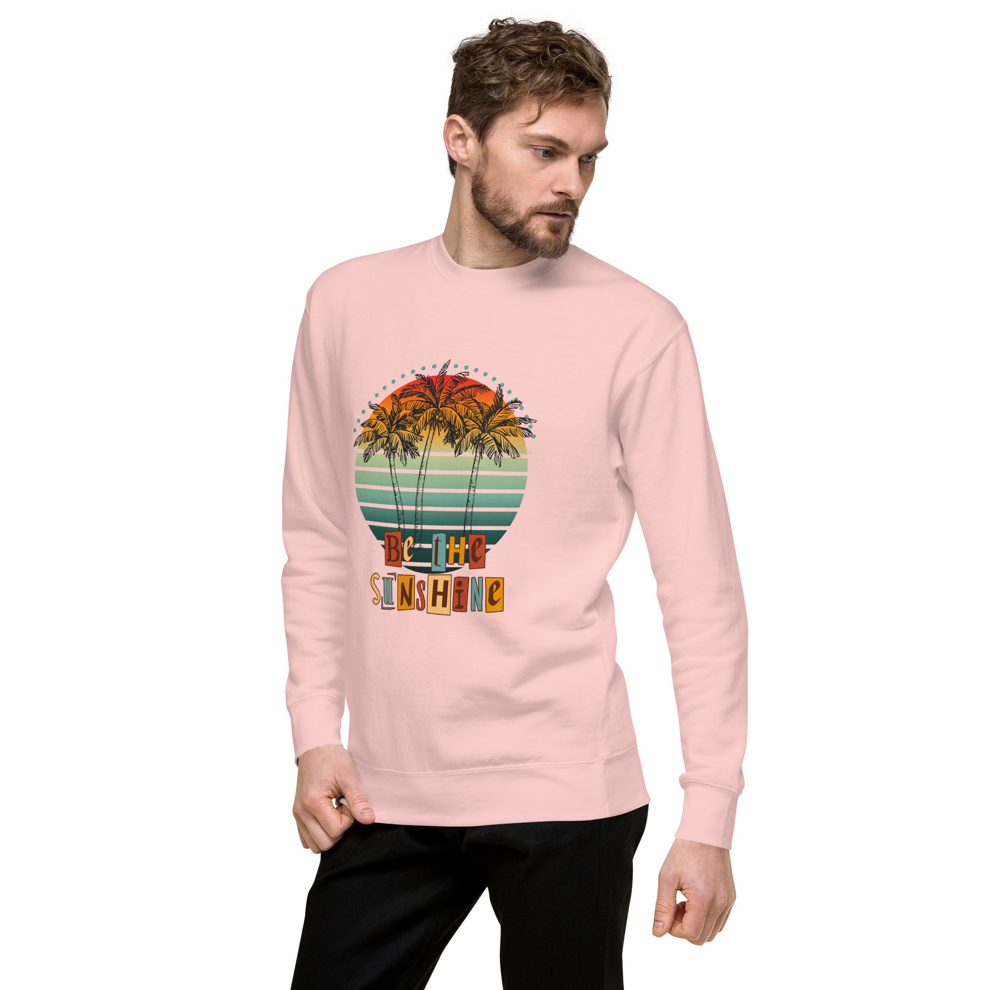 Solara Sweatshirt image 87 in Sky Blue, size M, showing front view, left-side angle for the Be the Sunshine design.