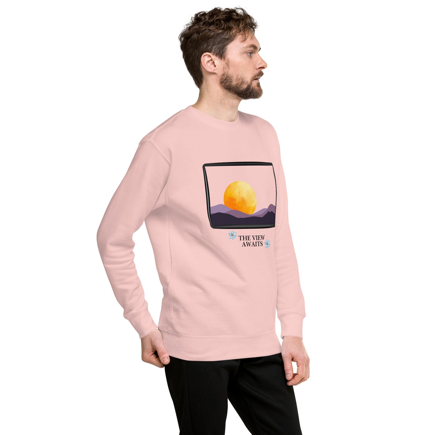 Avenor Sweatshirt image 89 in Sky Blue, size XL, showing front view, right-side angle for the The View Awaits design.