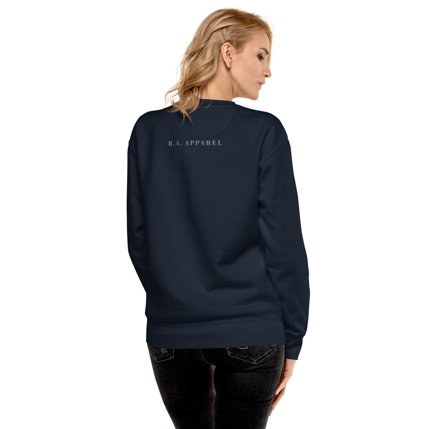 Image 35 of Forest Green Exhale Sweatshirt - Left Placement, size 2XL, with Breathe in and Breathe Out artwork visible in back view.