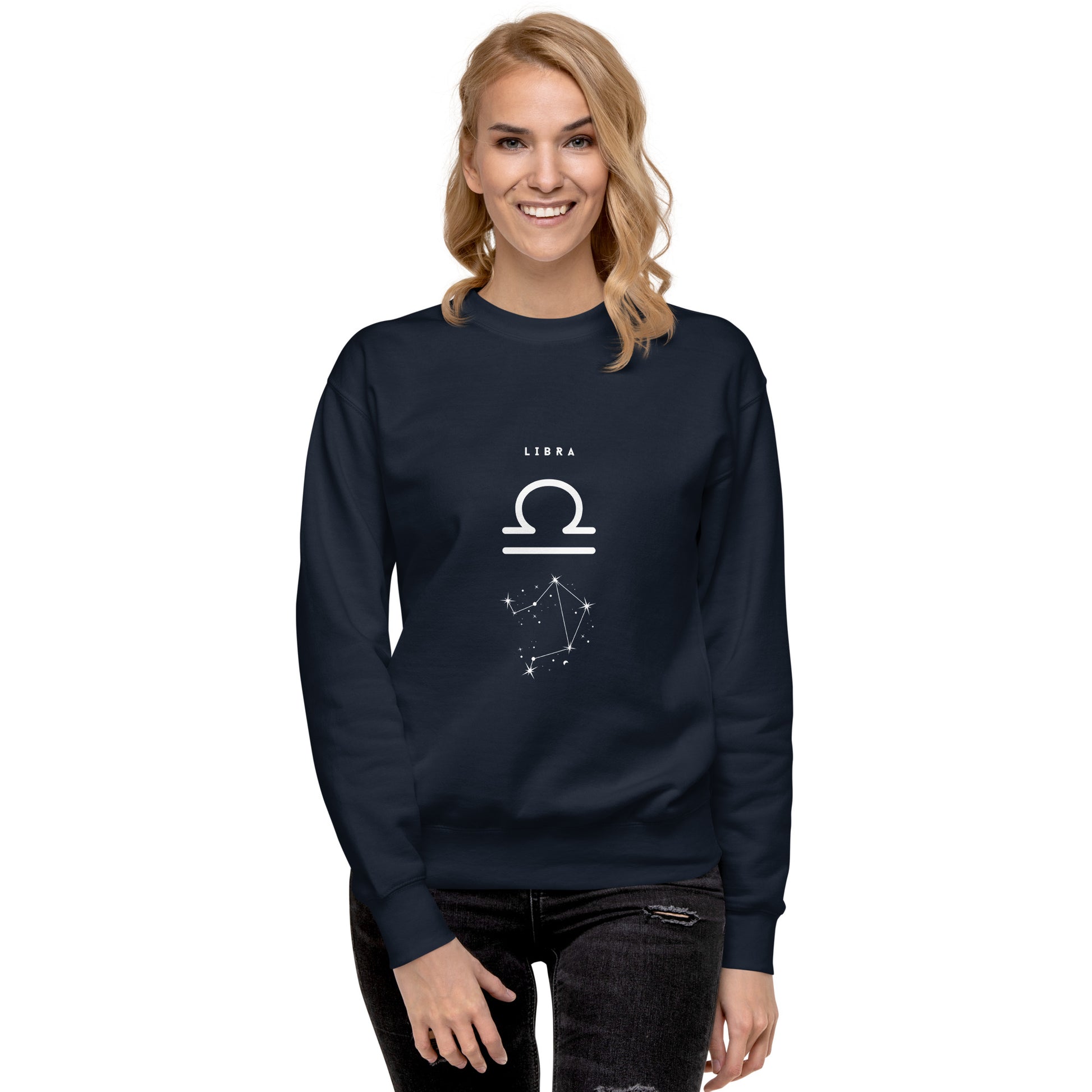 Balance Court Sweatshirt - Left Placement image 9 in Navy Blazer, size XL, showing front view for the Libra design.