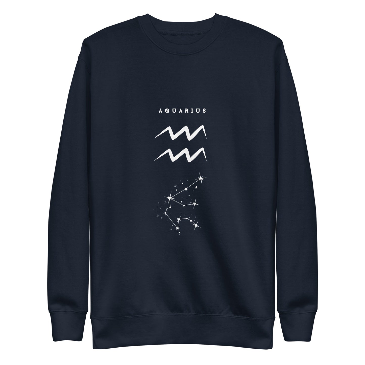 Image 2 of Black Waterbearer Sweatshirt - Left Placement, size M, with Aquarius artwork visible in front view.