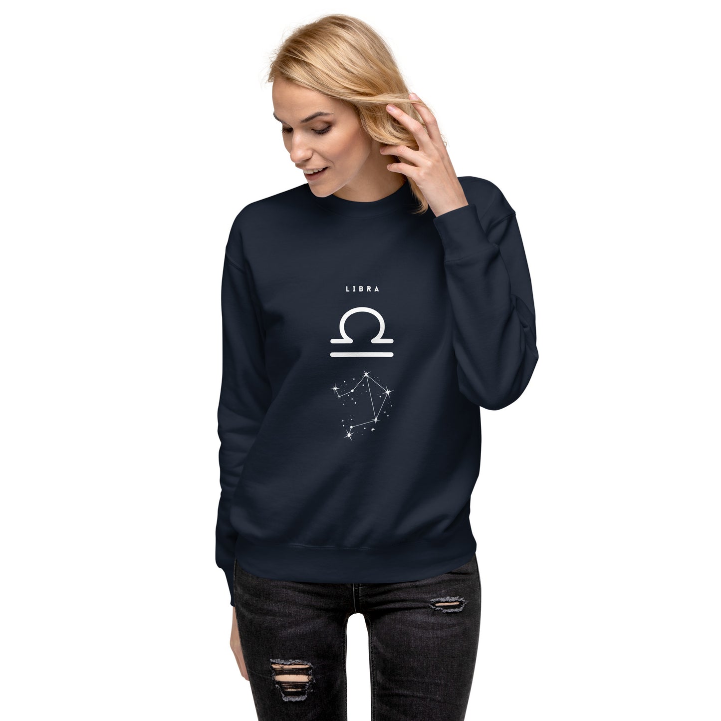 Balance Court Sweatshirt - Left Placement by R.A. Apparel, image 8, front view, Navy Blazer, size L, left placement.