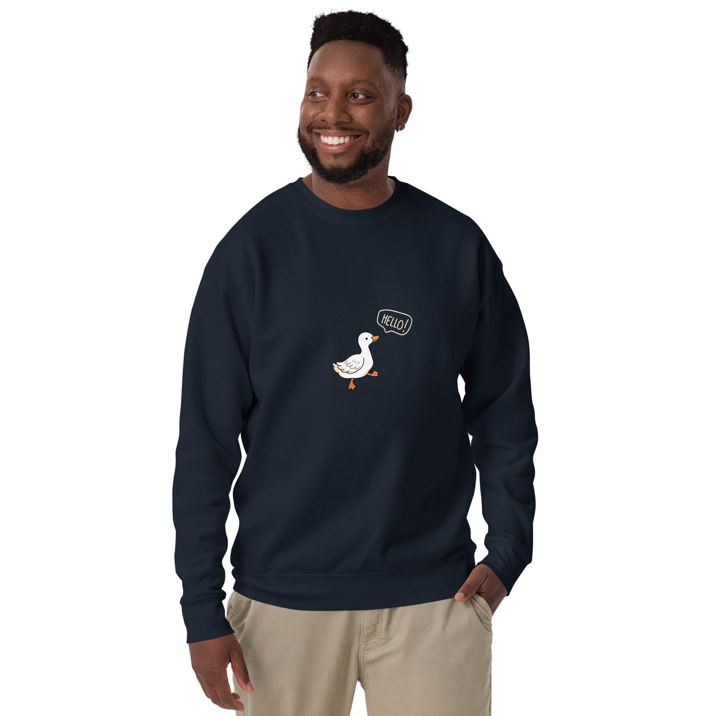Image 5 of Black Quacksy Sweatshirt, size 2XL, with Hello Duck artwork visible in front view.