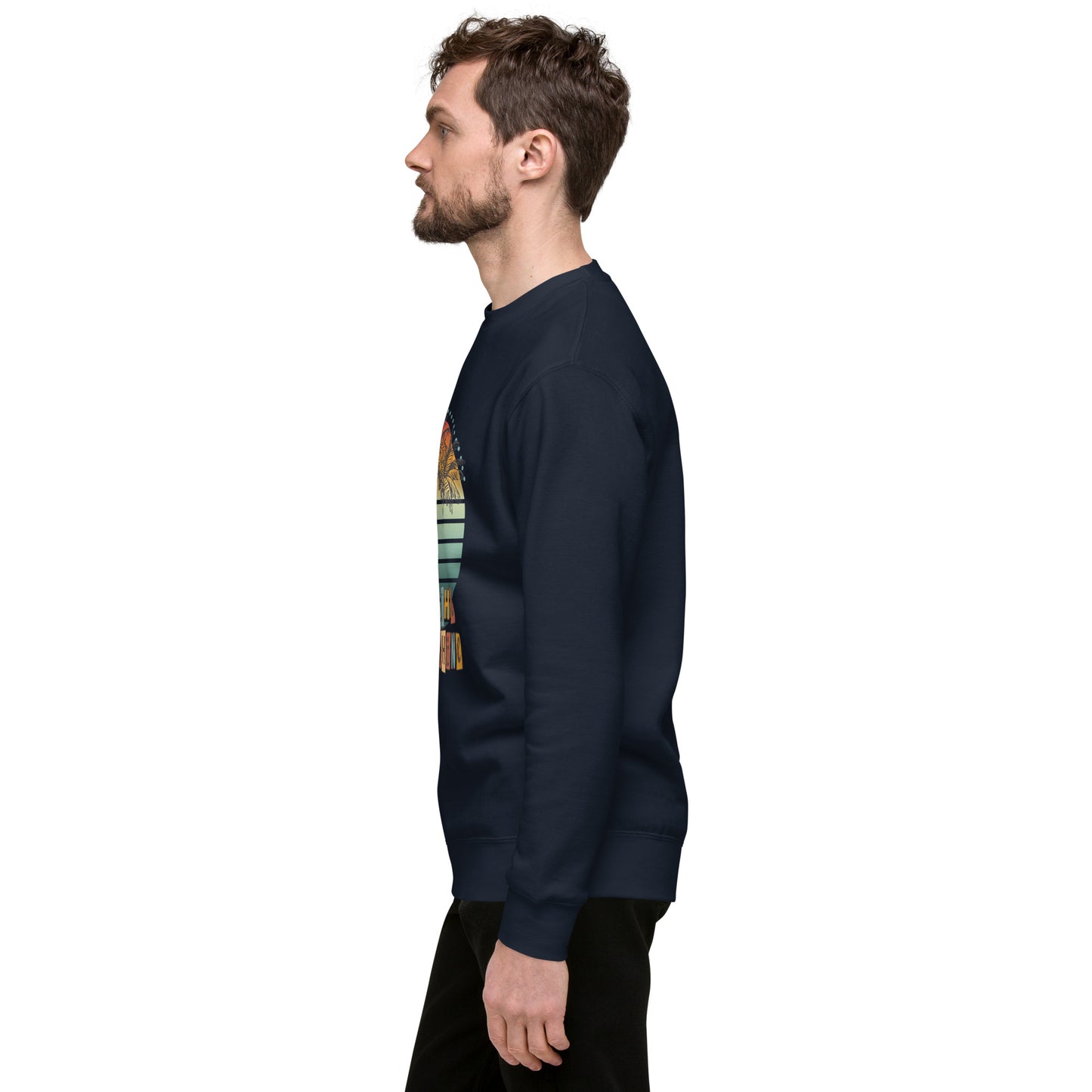 Solara Sweatshirt product image 8 in Navy Blazer, size L, with left-side angle and design placement.