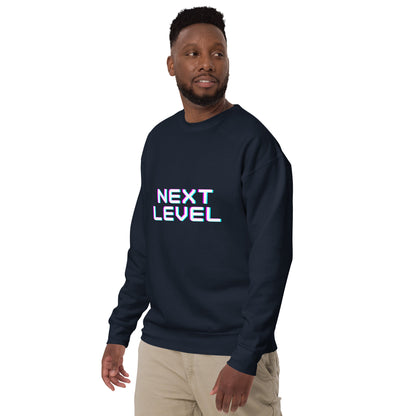 Image 18 of Charcoal Heather Ascender Sweatshirt - Left Placement, size 3XL, with Next Level artwork visible in front view, left-side angle.