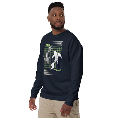 Equinoxe Sweatshirt image 6: Navy Blazer version, size S with front view, left-side angle of the Ying and Yang range.