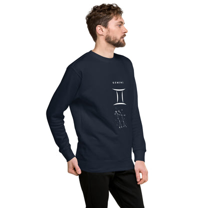 Image 12 of Cardinal Twin Signal Sweatshirt - Left Placement, size XL, with Gemini artwork visible in front view, right-side angle.