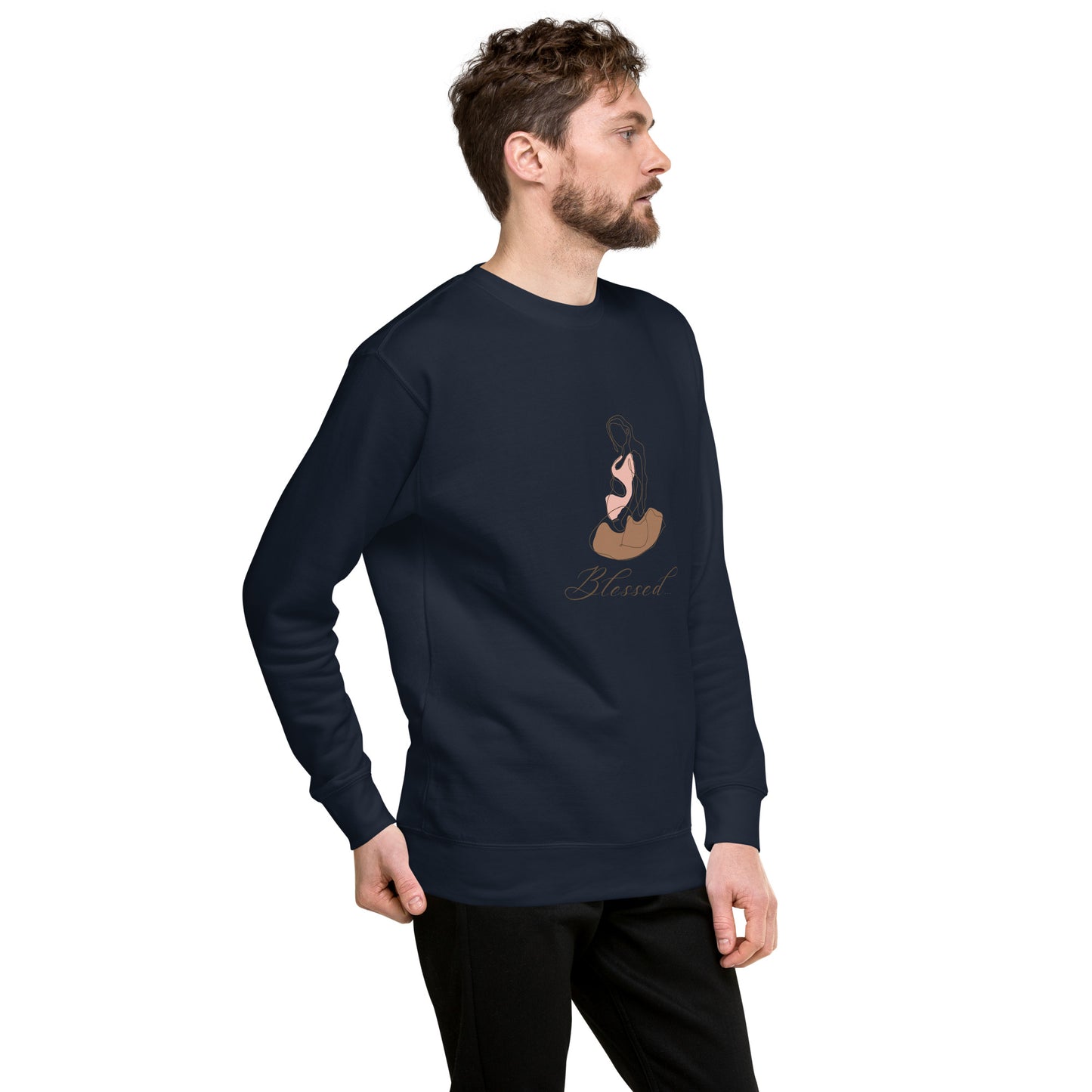 Grace Mark Sweatshirt - Left Placement by R.A. Apparel, image 30, front view, right-side angle, Vintage Black, size 3XL, left placement.