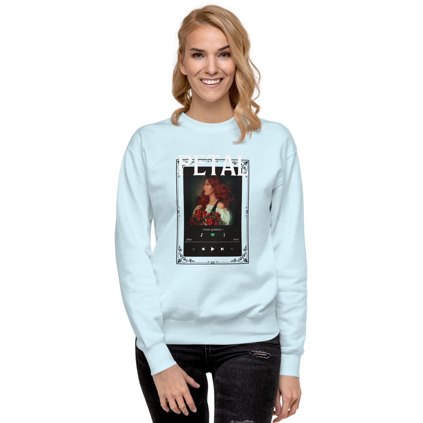 Petaline Sweatshirt by R.A. Apparel, image 122, front view, selected colour, design placement.