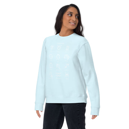 Image 36 of Adobe Astral Circle Sweatshirt - Left Placement, size XL, with Zodiac artwork visible in front view.