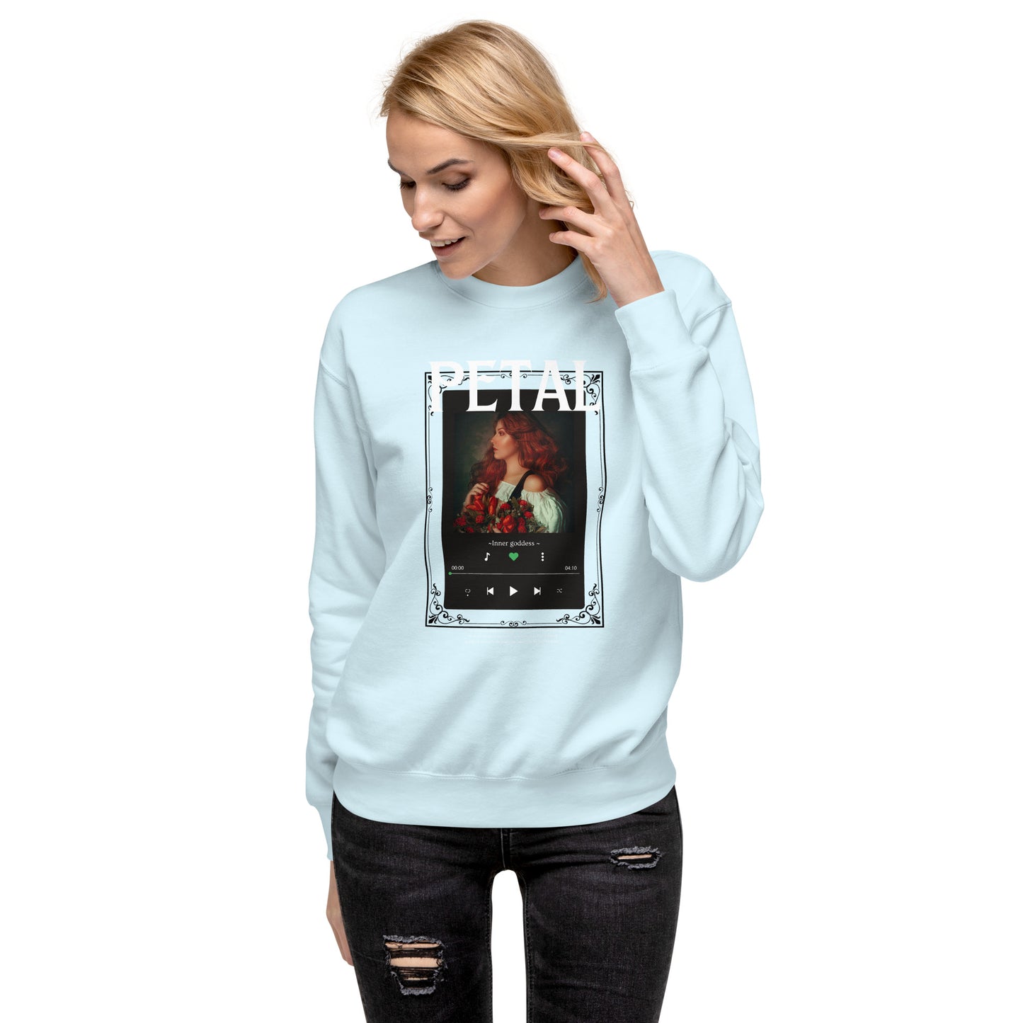Image 120 of selected colour Petaline Sweatshirt, with Petal artwork visible in front view.