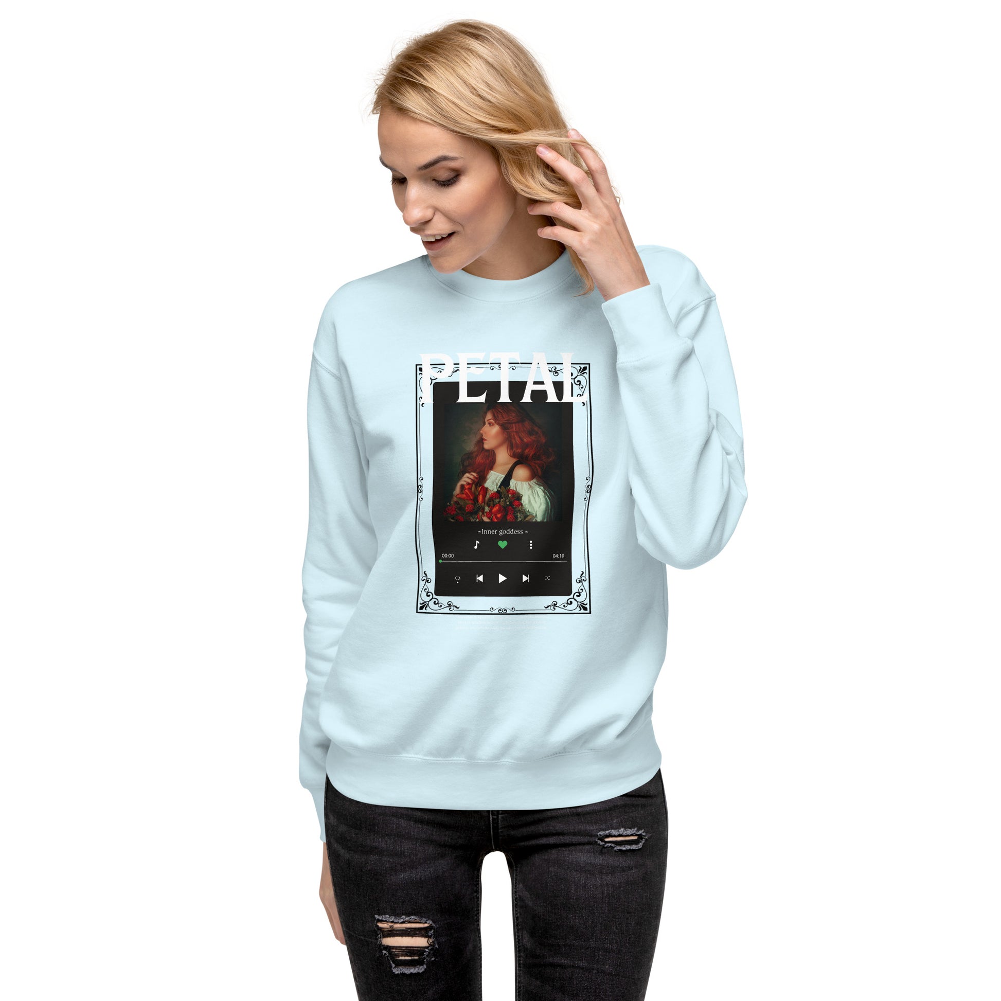 Image 120 of selected colour Petaline Sweatshirt, with Petal artwork visible in front view.
