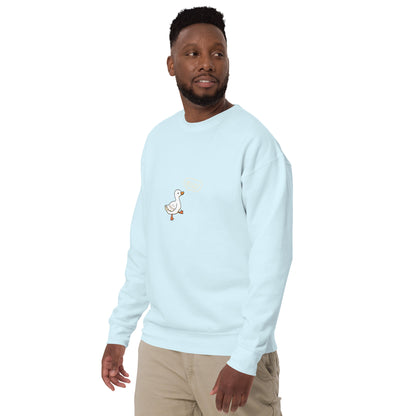 Quacksy Sweatshirt image 71: Light Pink version, size S with front view, left-side angle of the Hello Duck range.