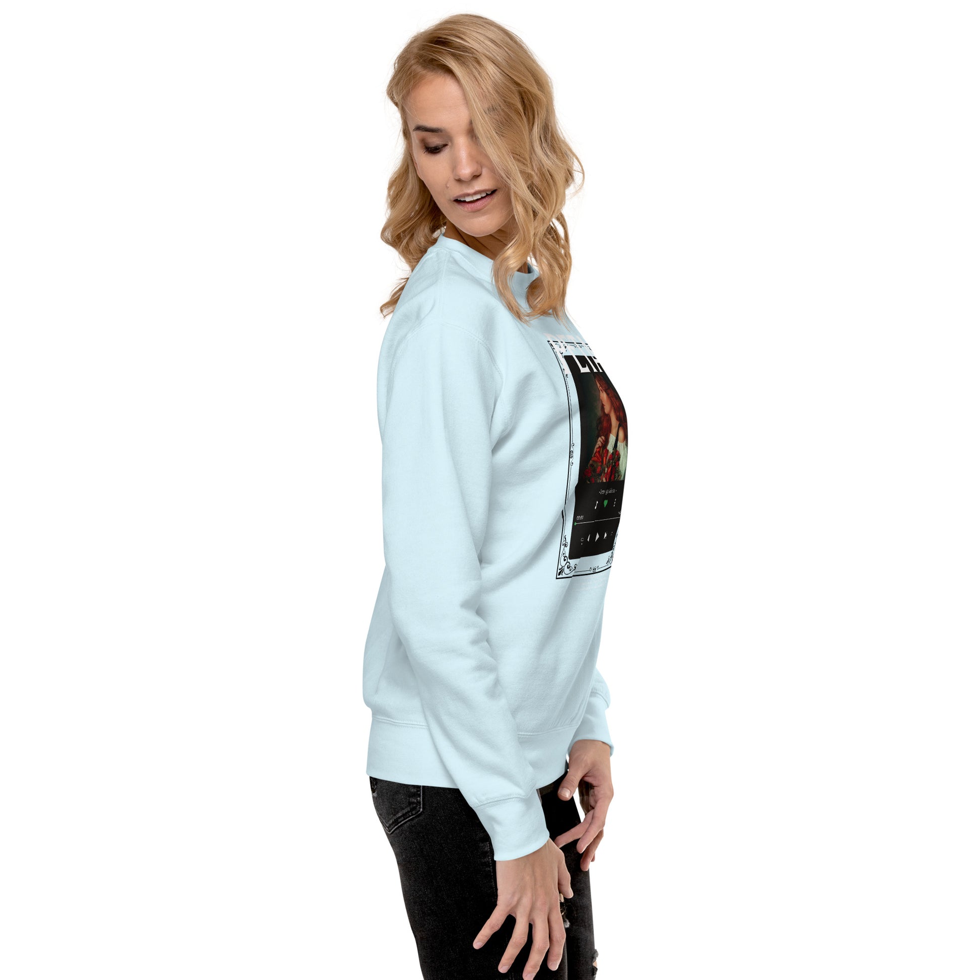 Petaline Sweatshirt by R.A. Apparel, image 125, right-side angle, selected colour, design placement.