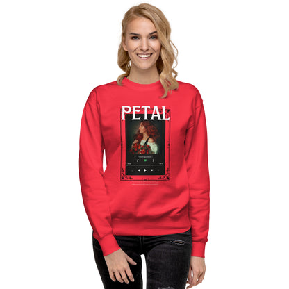 Petaline Sweatshirt by R.A. Apparel, image 51, front view, Dusty Rose, size S, design placement.