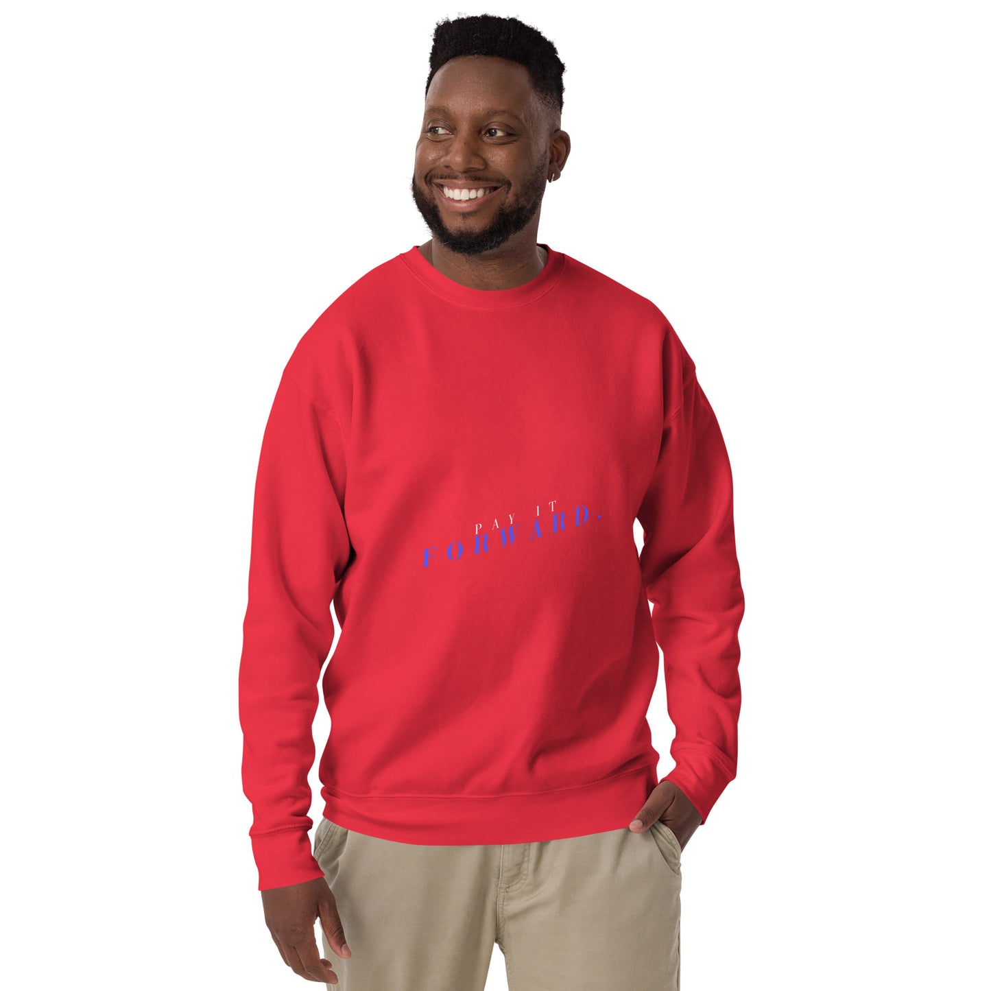 Forward Kind Sweatshirt - Left Placement image 19: Team Royal version, size S with front view of the Pay It Forward range.