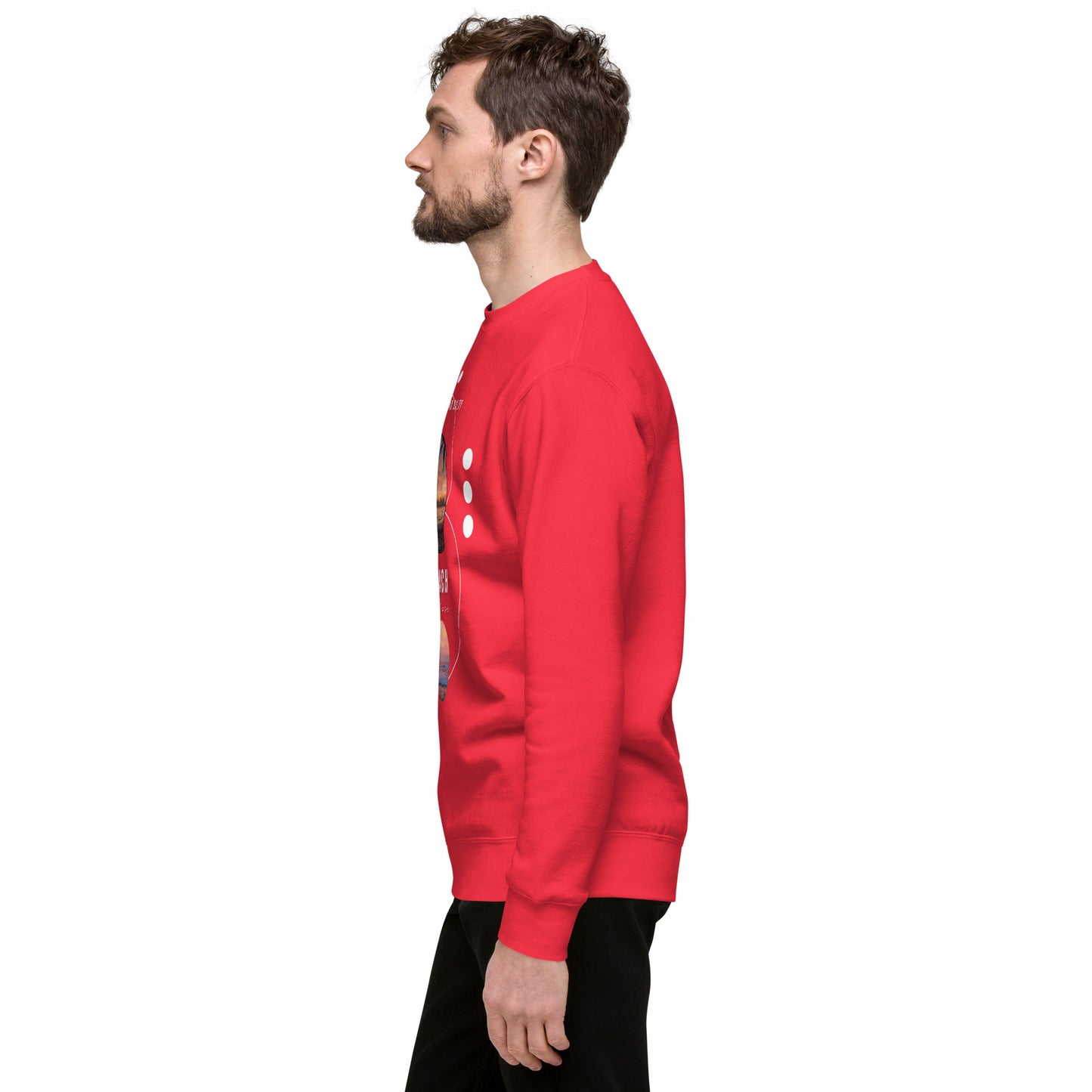 Coastline Attitude Sweatshirt - Left Placement by R.A. Apparel, image 63, left-side angle, White, size L, left placement.