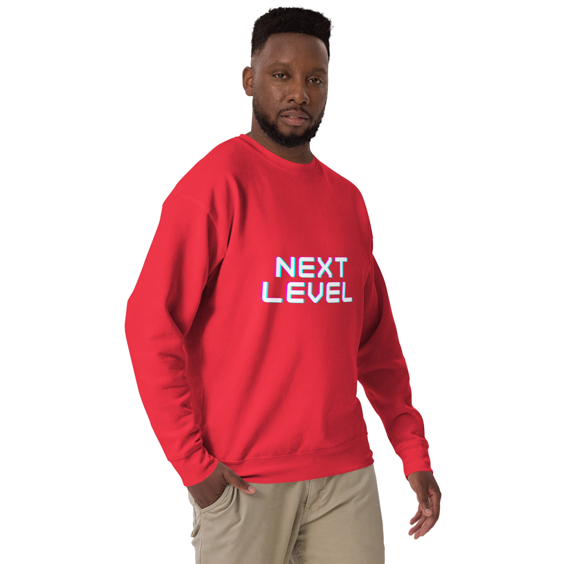 Ascender Sweatshirt - Left Placement image 43: Dusty Rose version, size S with front view, right-side angle of the Next Level range.