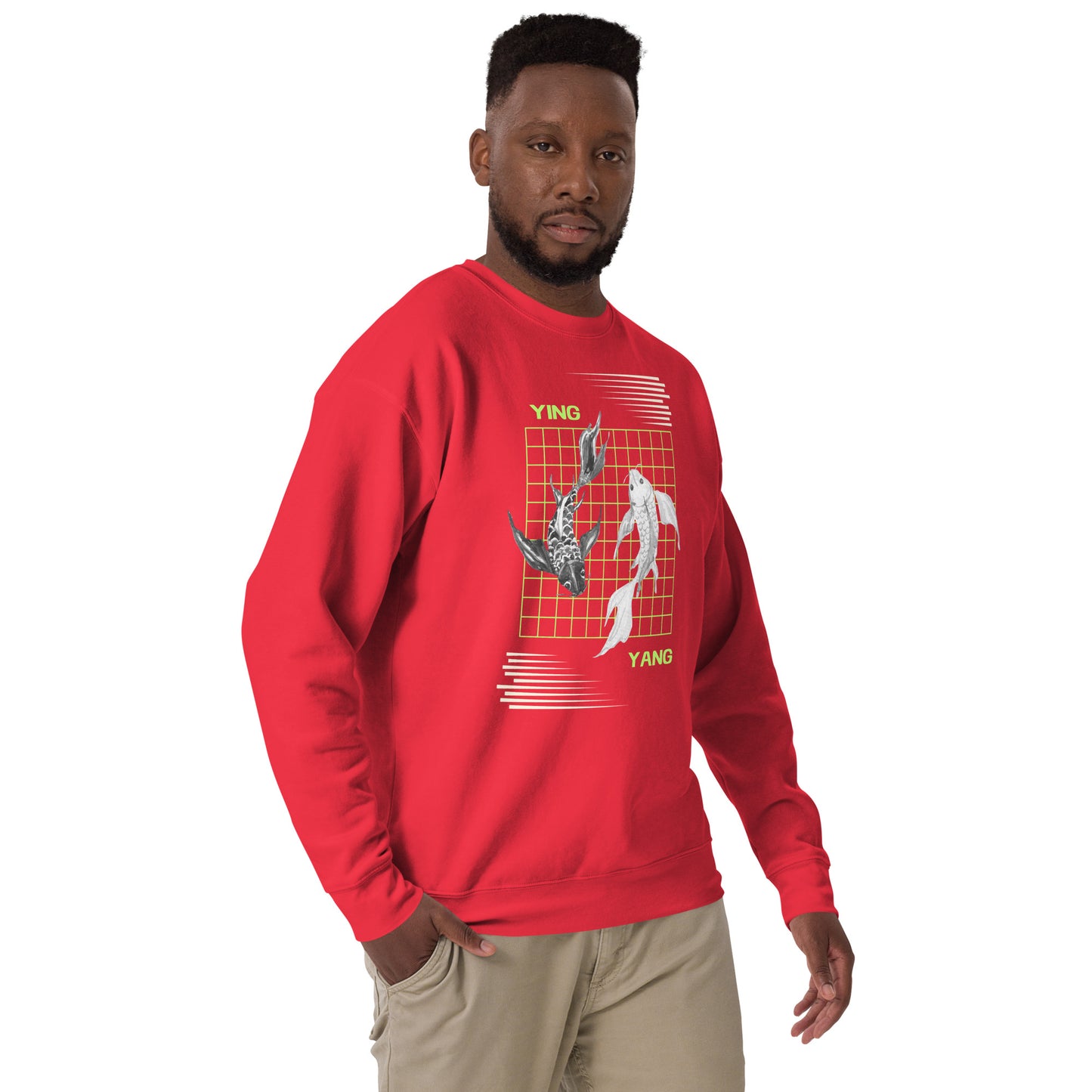 Equinoxe Sweatshirt by R.A. Apparel, image 31, front view, right-side angle, Forest Green, size S, design placement.
