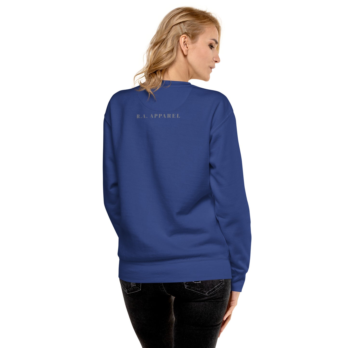 Image 49 of Carbon Grey Exhale Sweatshirt - Left Placement, size S, with Breathe in and Breathe Out artwork visible in back view.