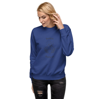 Exhale Sweatshirt - Left Placement image 43 in Dusty Rose, size S, showing front view for the Breathe in and Breathe Out design.