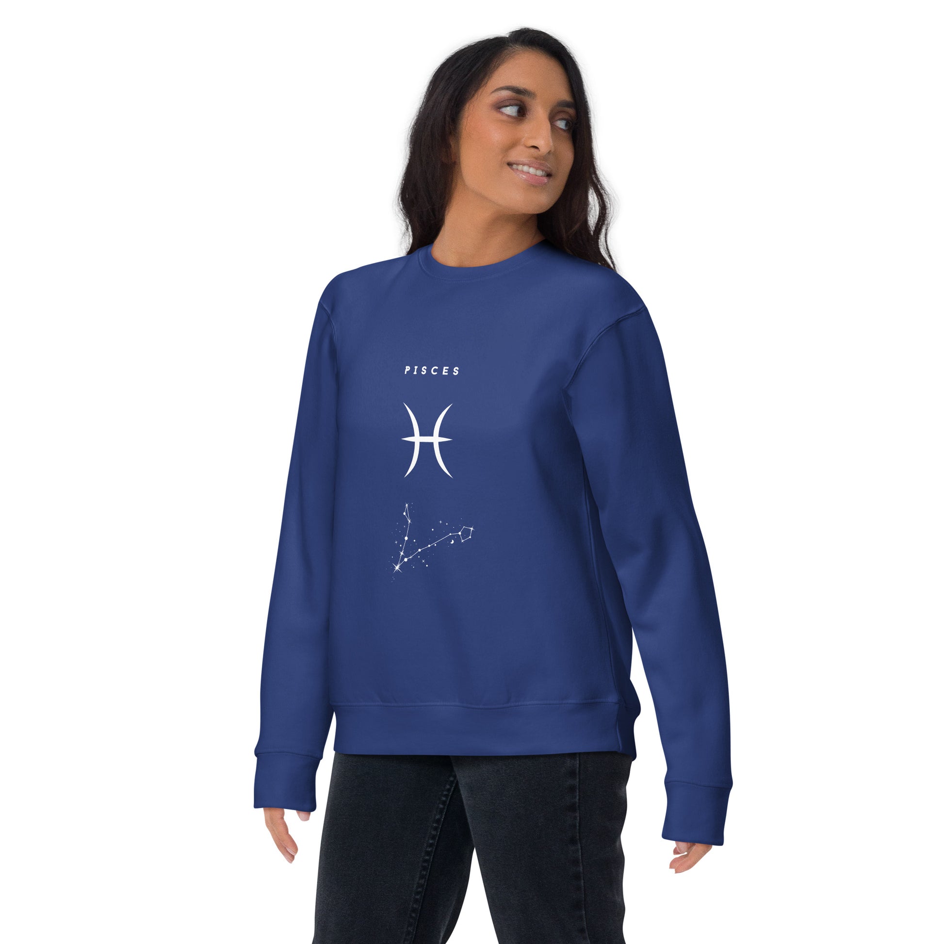 Tideborn Sweatshirt - Left Placement image 9 in Cardinal, size S, showing front view for the Pisces design.