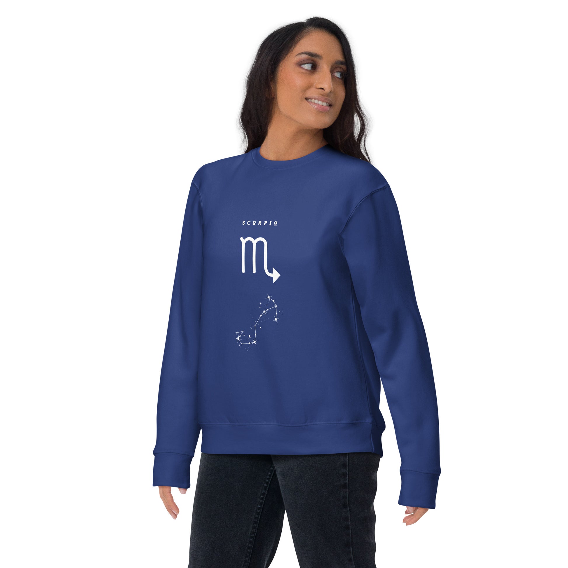 Image 9 of Navy Blazer Sabletide Sweatshirt - Left Placement, size XL, with Scorpio artwork visible in front view.