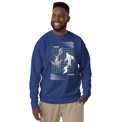 Image 17 of Charcoal Heather Equinoxe Sweatshirt, size M, with Ying and Yang artwork visible in front view.