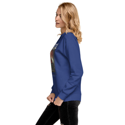 Petaline Sweatshirt by R.A. Apparel, image 33, left-side angle, Forest Green, size L, design placement.