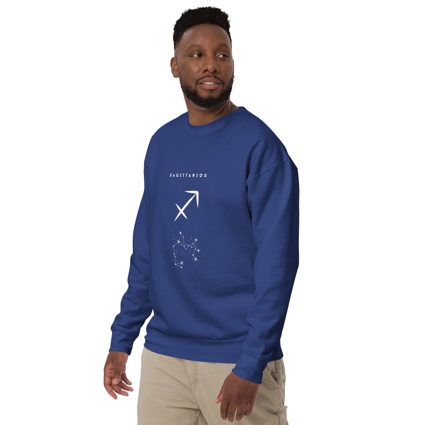 Arrowborne Sweatshirt - Left Placement image 18: Team Royal version, size M with front view, left-side angle of the Sagittarius range.
