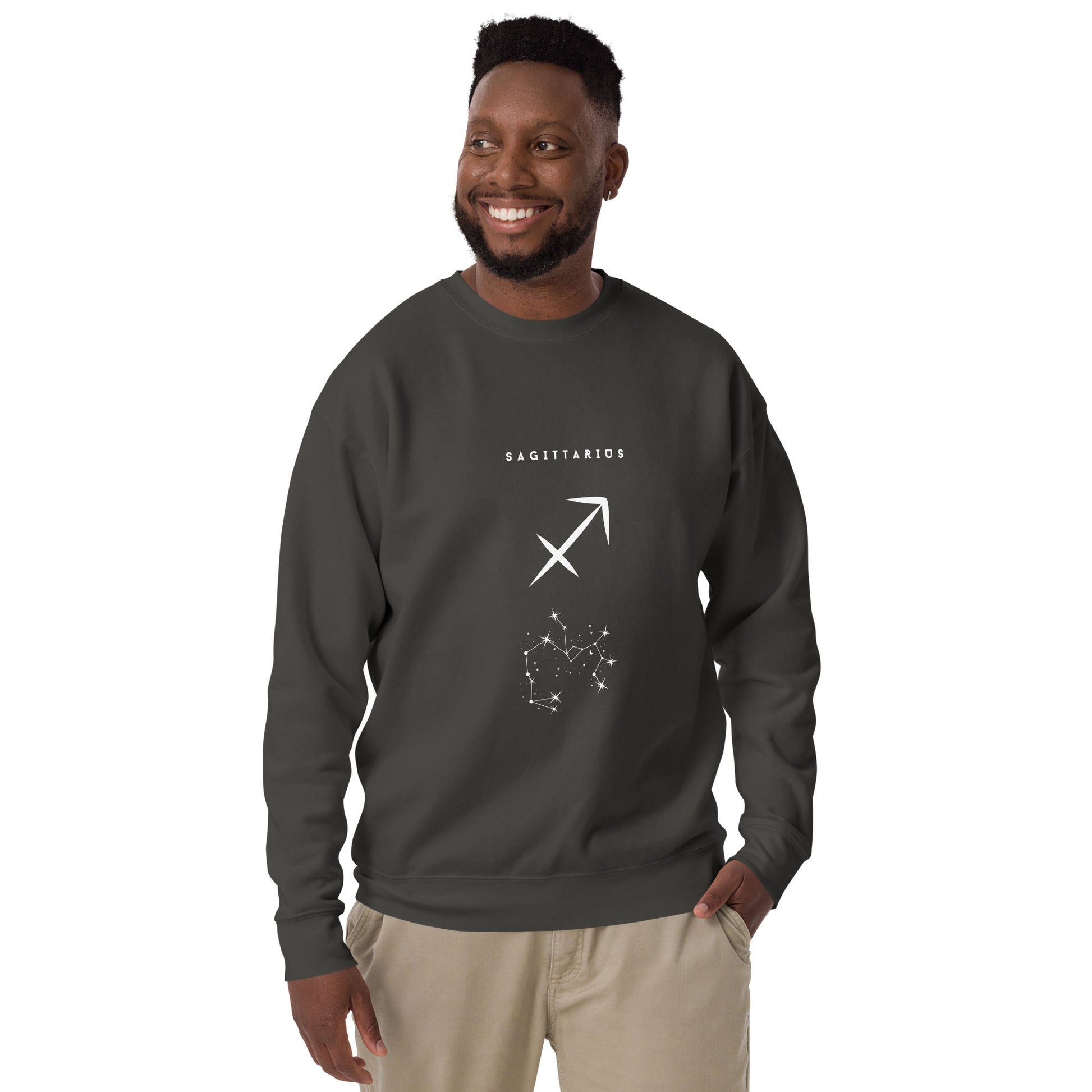 Image 21 of Vintage Black Arrowborne Sweatshirt - Left Placement, size S, with Sagittarius artwork visible in front view.
