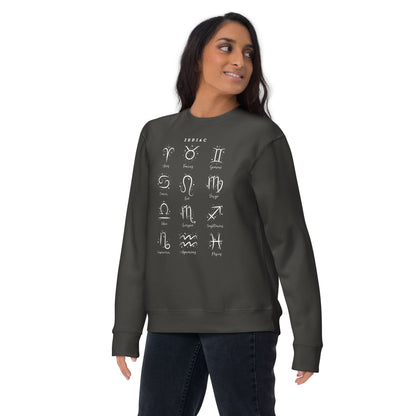 Astral Circle Sweatshirt - Left Placement image 11: Cardinal version, size L with front view of the Zodiac range.