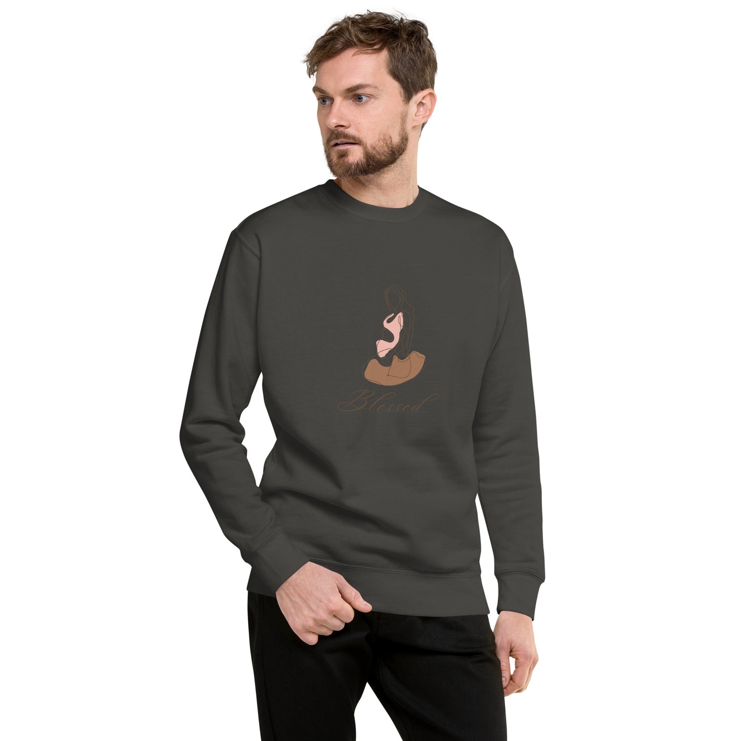 Grace Mark Sweatshirt - Left Placement image 55 in Bone, size S, showing front view for the Blessed design.