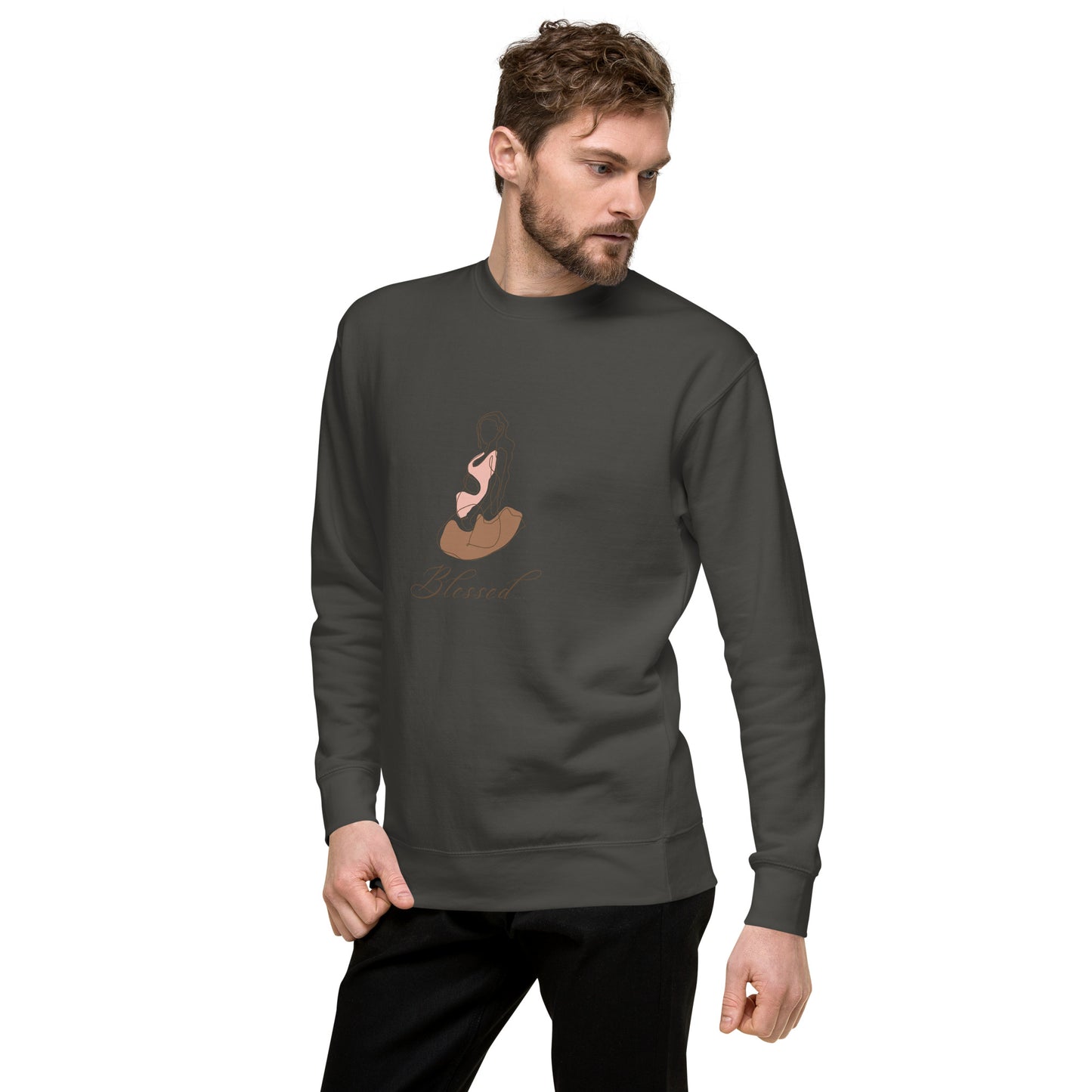 Grace Mark Sweatshirt - Left Placement product image 56 in Bone, size M, with front view, left-side angle and left placement.