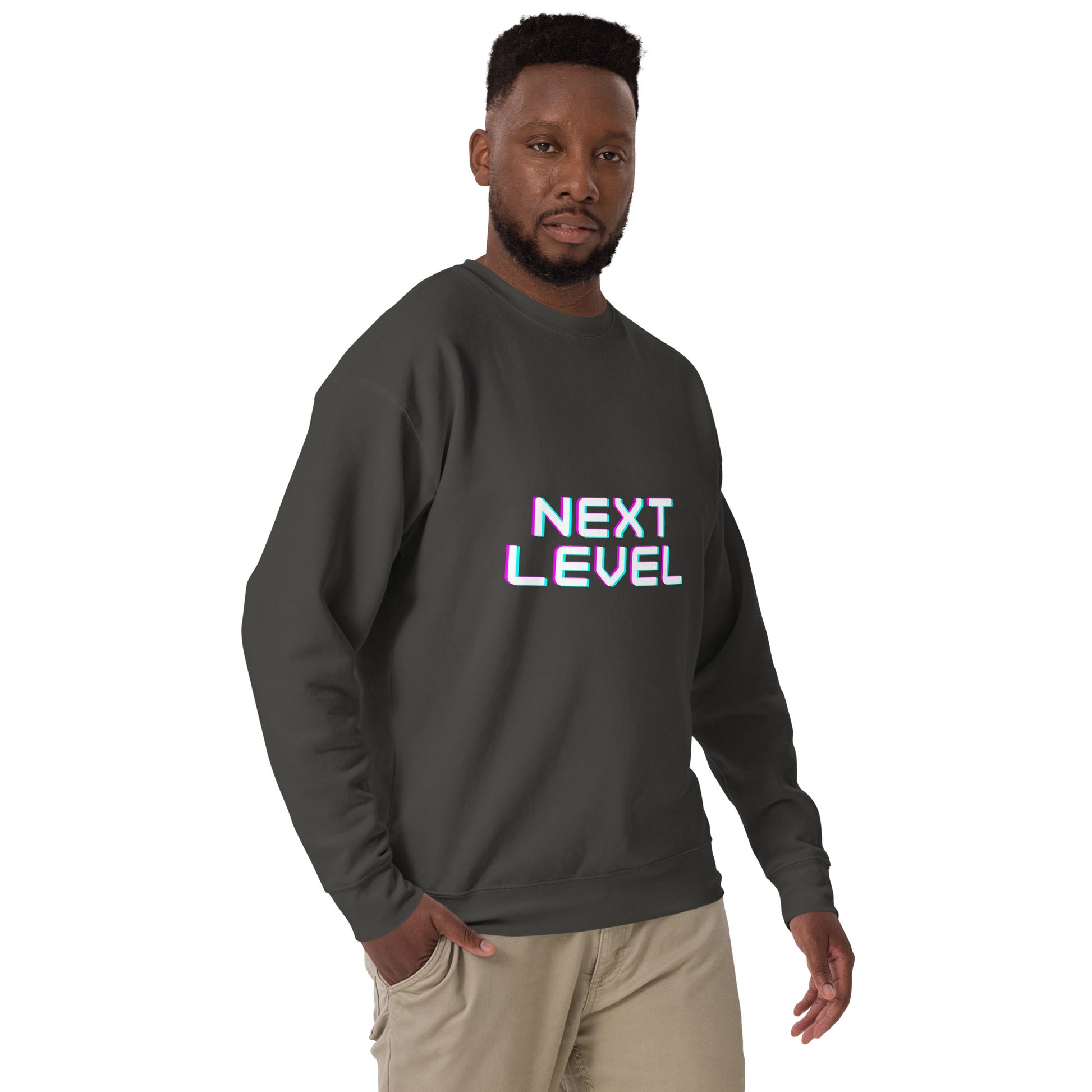 Image 39 of Team Red Ascender Sweatshirt - Left Placement, size L, with Next Level artwork visible in front view, right-side angle.