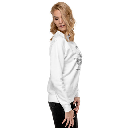 Exhale Sweatshirt - Left Placement product image 13 in Charcoal Heather, size S, with right-side angle and left placement.